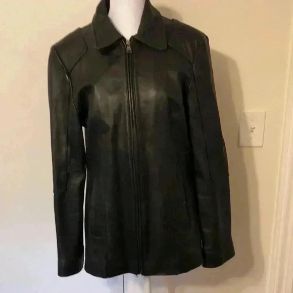 IZOD leather coat with zipper front. - Picture 1 of 12